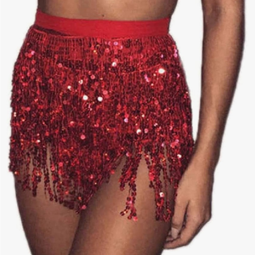 Red sequin shimmery skirt